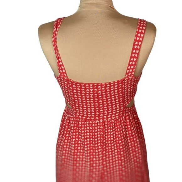 URBAN OUTFITTERS BY CORPUS Side Cut Out Knit Heart Print Sundress Red Size Small - Picture 7 of 13